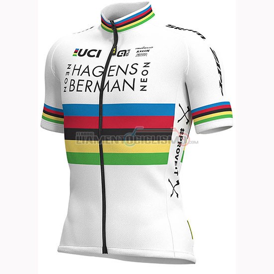 Abbigliamento Ciclismo UCI Mondo Campione Androni Giocattoli Manica Corta 2019 Bianco